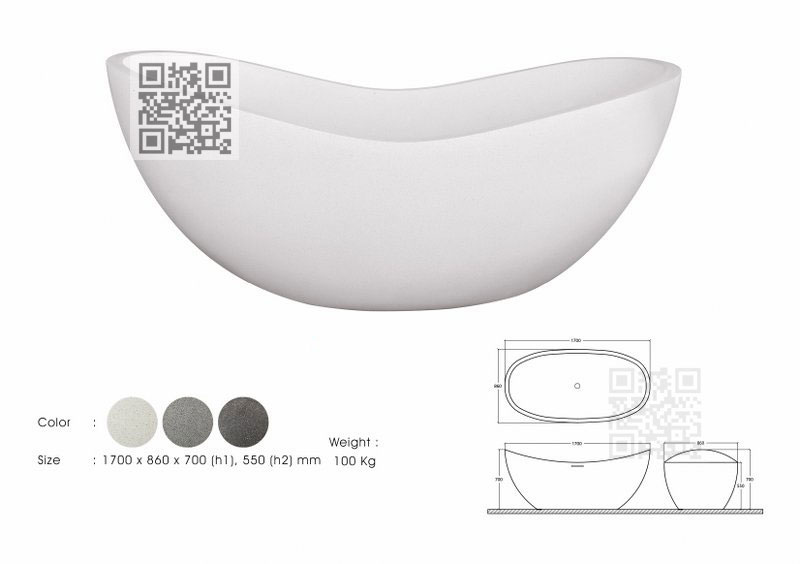 Bồn tắm Terrazzo BTZ06 – Bồn tắm đá mài freestanding dáng thuyền độc đáo - Image 7